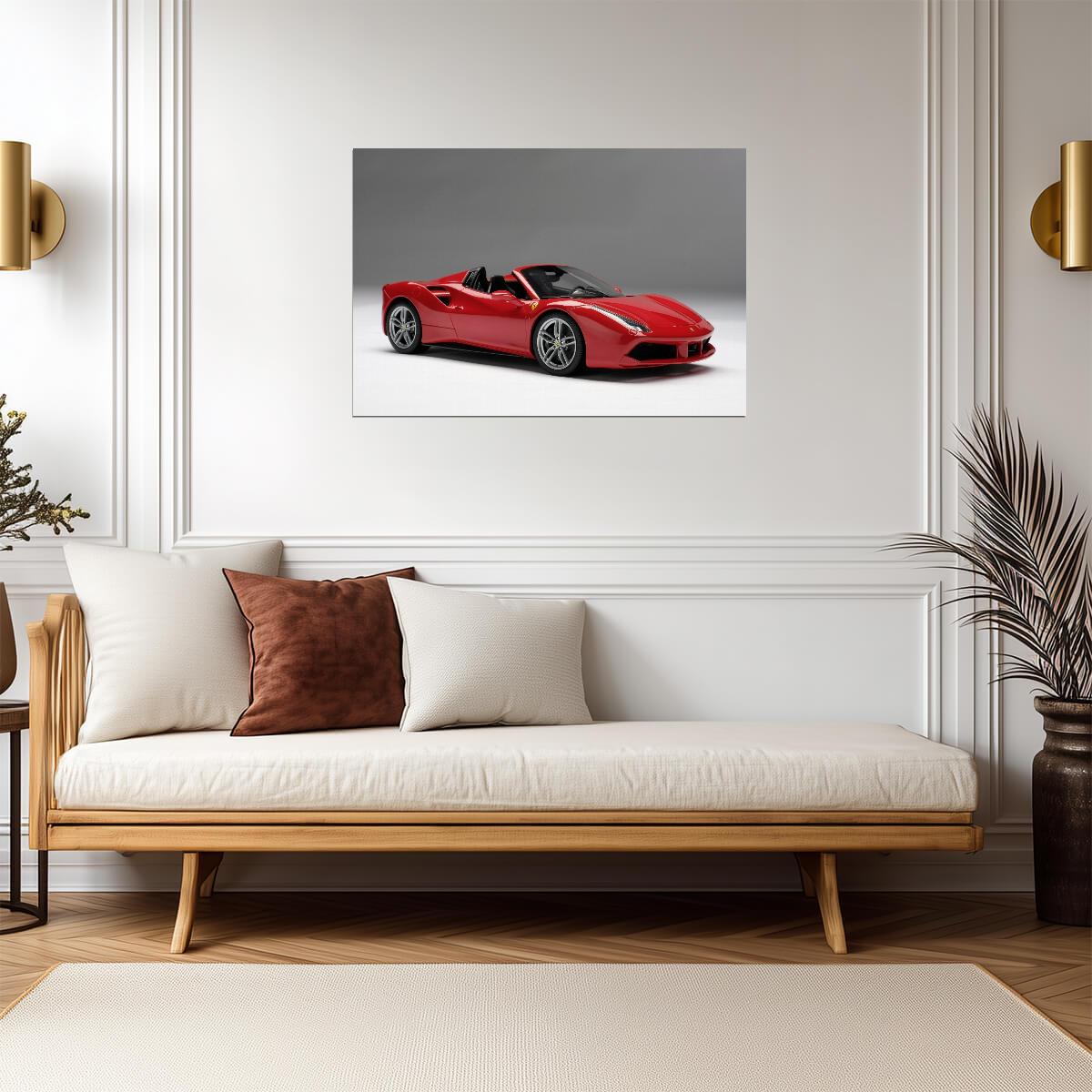 Ferrari 488 Spider | Red Italian Supercar Poster | Convertible Sports Car Art - Cars Poster