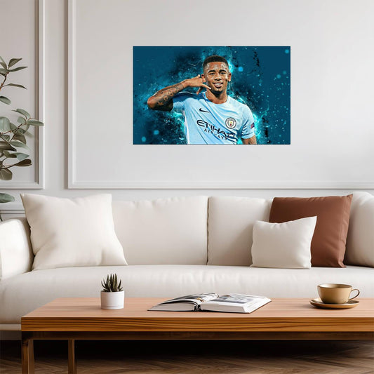 Gabriel Jesus Manchester City | Soccer Star Poster | Sports Wall Art - Sports Poster