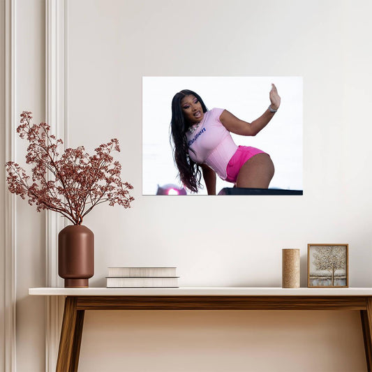 Megan Thee Stallion Live Performance | Pink Outfit Concert Poster | Hip Hop Star Wall Art - Music Poster
