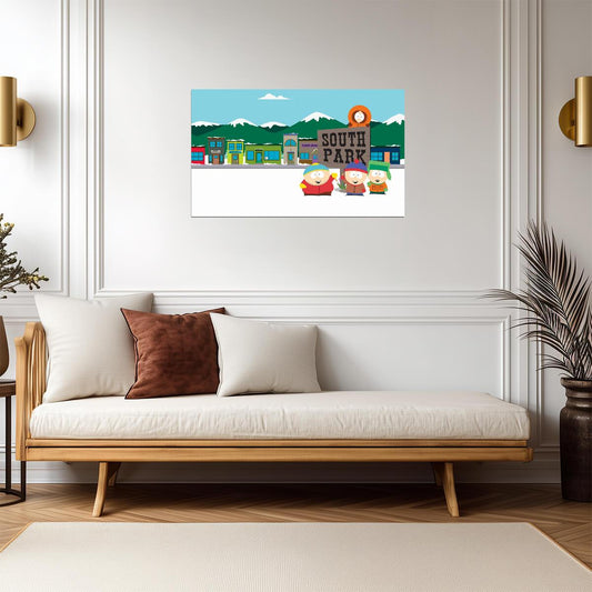 South Park Town Sign | Main Characters Group Art | Cartoon TV Show Poster - Movies & TV Poster