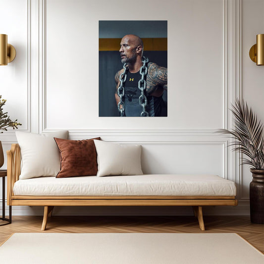 Dwayne Johnson The Rock with Chains | Gym Workout Poster | Fitness Motivation Art - Sports Poster