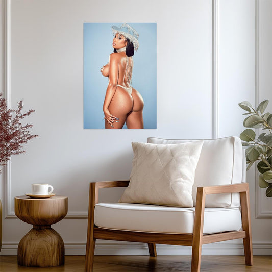 Megan Thee Stallion Sparkly Cowboy Hat | Pastel Photoshoot Poster | Sexy Hip Hop Star - Music Poster
