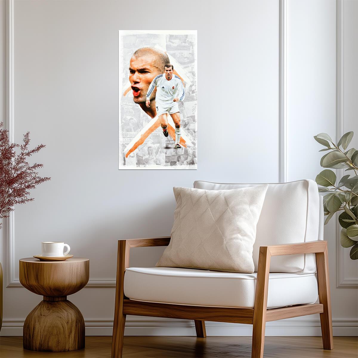 Zinedine Zidane Stylized Art | Soccer Legend Poster | Sports Graphic Print - Sports Poster