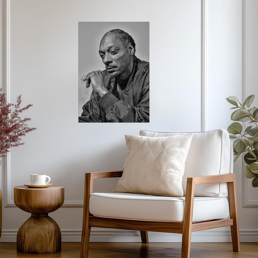 Snoop Dogg Smoking Portrait | Black and White Photography | West Coast Rap Poster - Music Poster