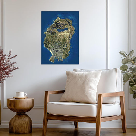 Grand Theft Auto V Los Santos Satellite Map | Game World Poster | Open World Gaming Decor - Video Games Poster