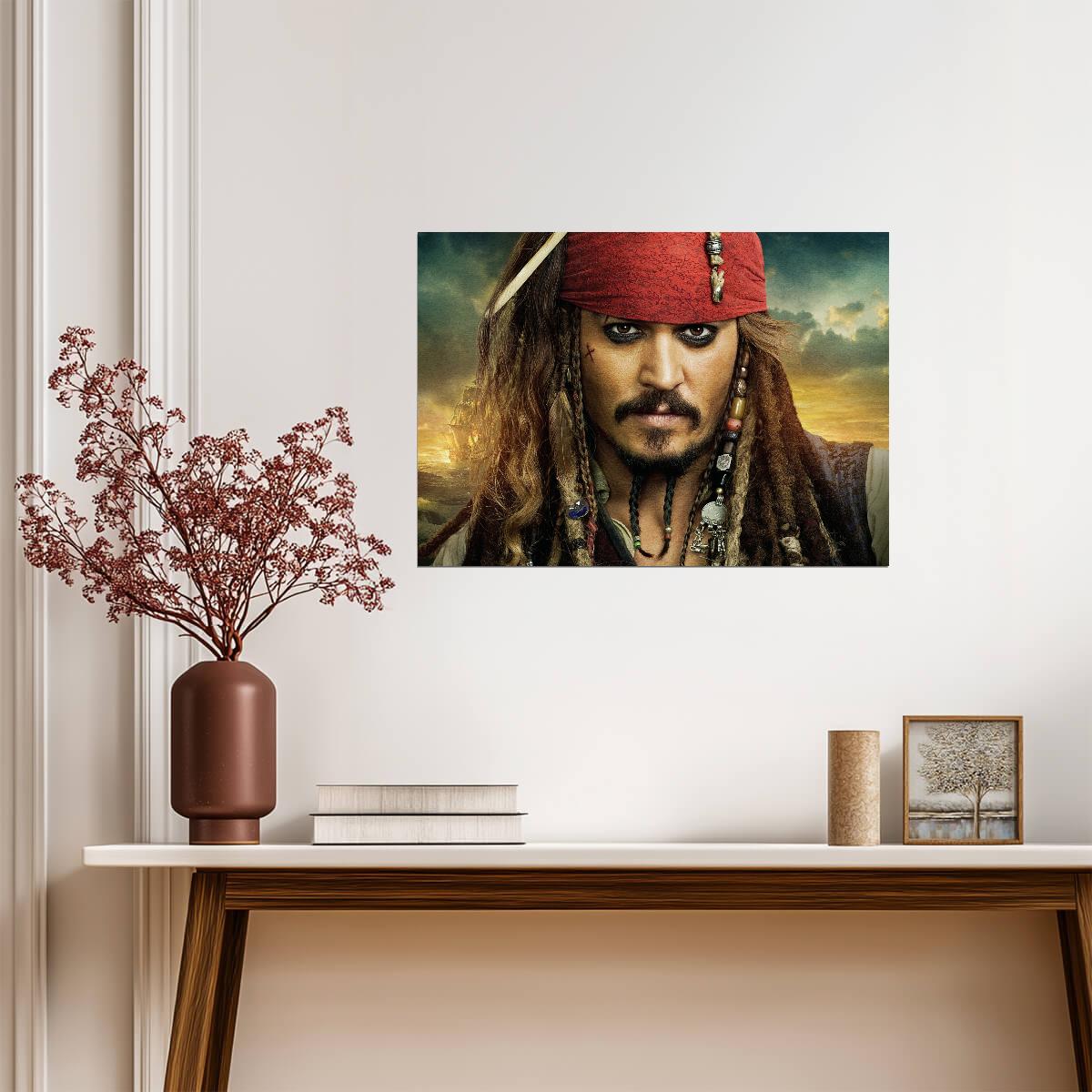Pirates of the Caribbean Captain Jack Sparrow Portrait | Movie Poster | Johnny Depp Character Art - Movies & TV Poster