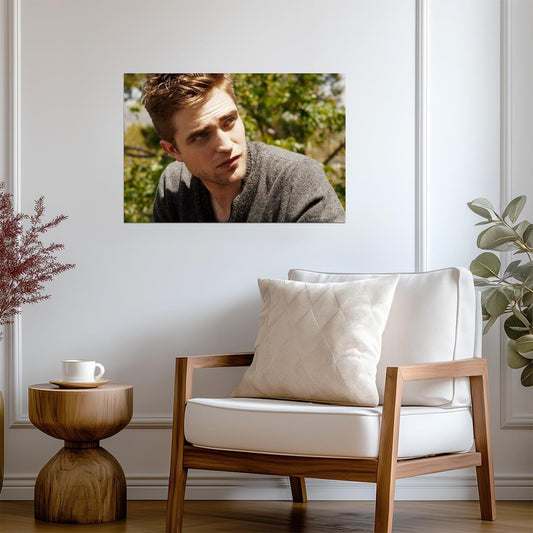 Robert Pattinson Sunlight Portrait | Grey Sweater Photo | Celebrity Actor Poster - Celebrities Poster