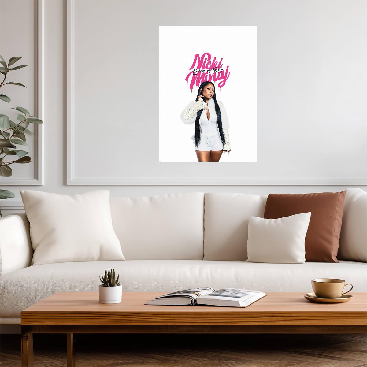 Nicki Minaj Queen of Rap Text Art | White Outfit Poster | Hip Hop Legend Print - Music Poster