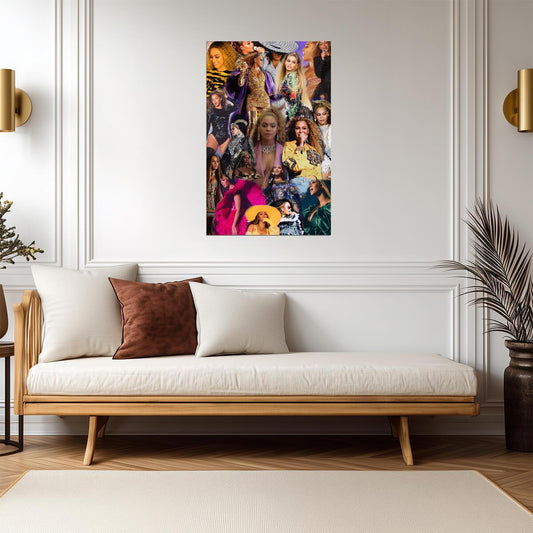 Beyoncé Photo Collage | Music Icon Poster | Pop Star Tribute Wall Art - Music Poster