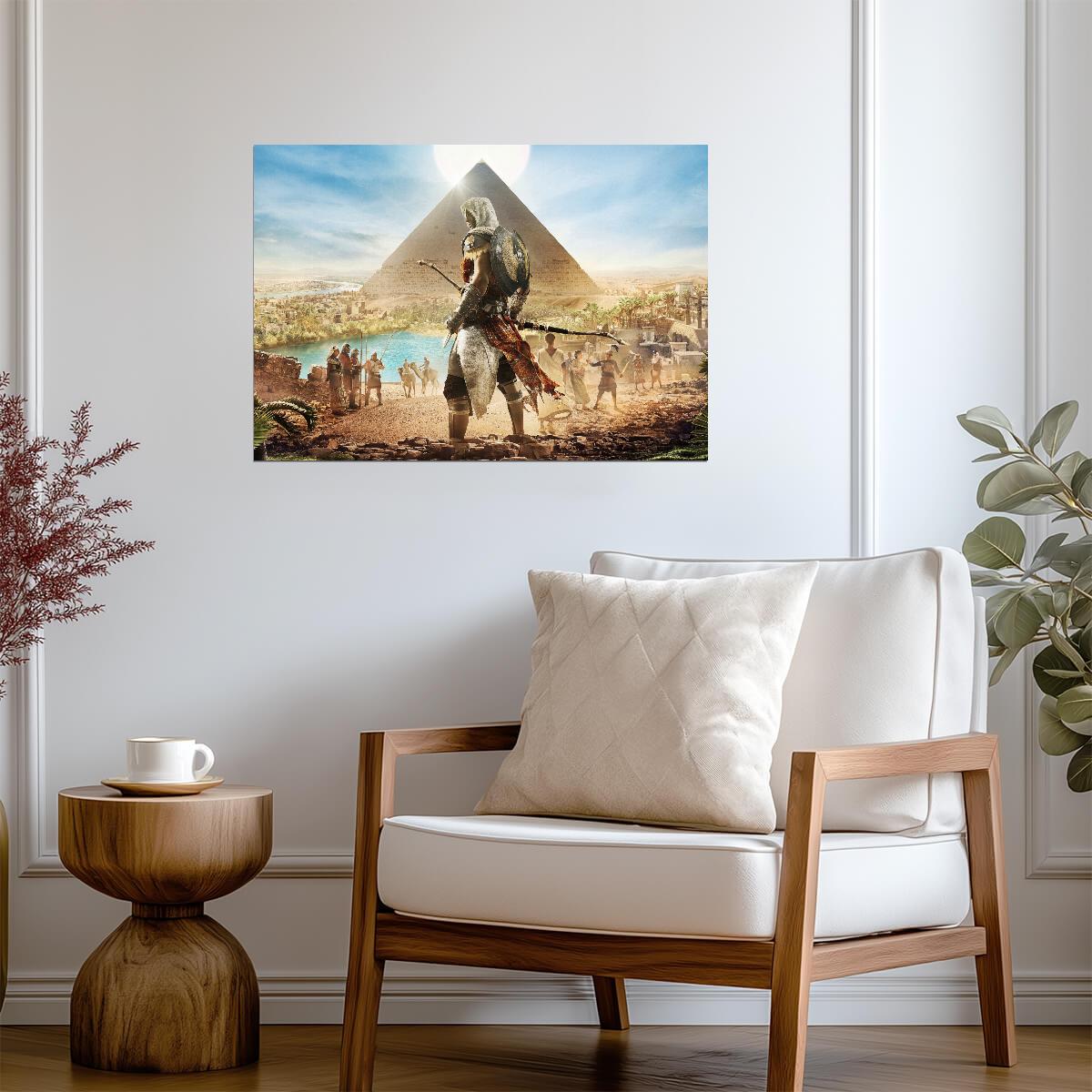 Assassin's Creed Origins Bayek in Egypt | Ancient Pyramid Poster | Gift for Gamers - Video Games Poster
