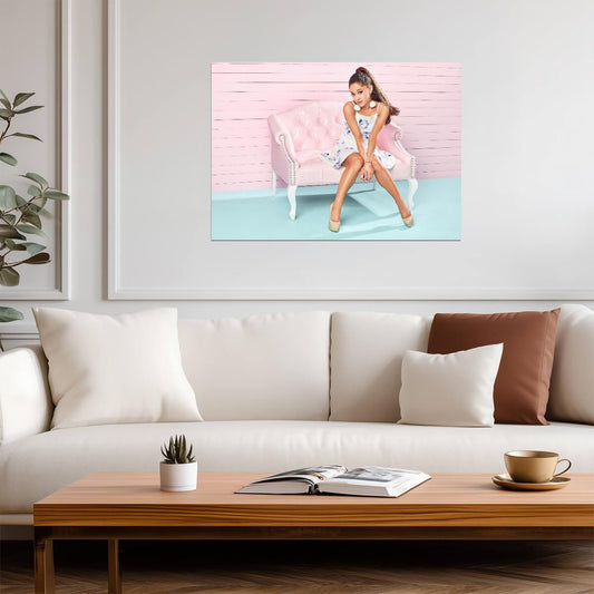 Ariana Grande Floral Dress | Pink Couch Photoshoot Poster | Pop Star Wall Art - Music Poster