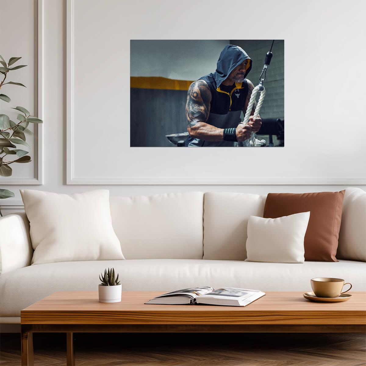 Dwayne Johnson The Rock in Hoodie | Gym Workout Poster | Fitness Motivation Art - Sports Poster