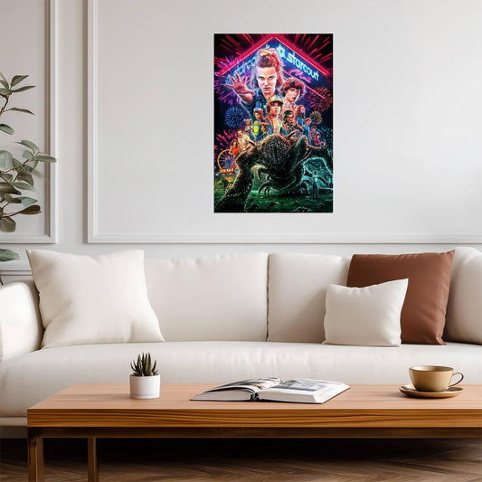 Stranger Things Season 3 Art | Starcourt Mall Neon Style | 80s Sci-Fi Horror Poster - Movies & TV Poster