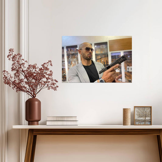 Andrew Tate with Pistol | Internet Personality Photo | Modern Wall Poster - Celebrities Poster