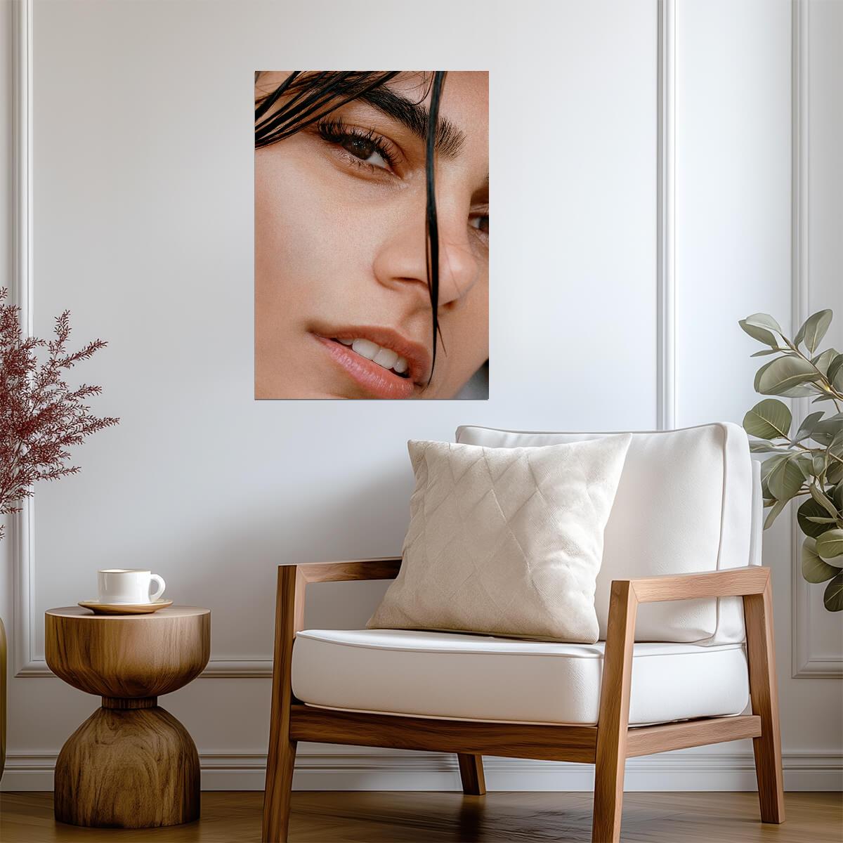 Mia Khalifa Close Up Face | Wet Hair Portrait Photo | Celebrity Wall Art Poster - Celebrities Poster