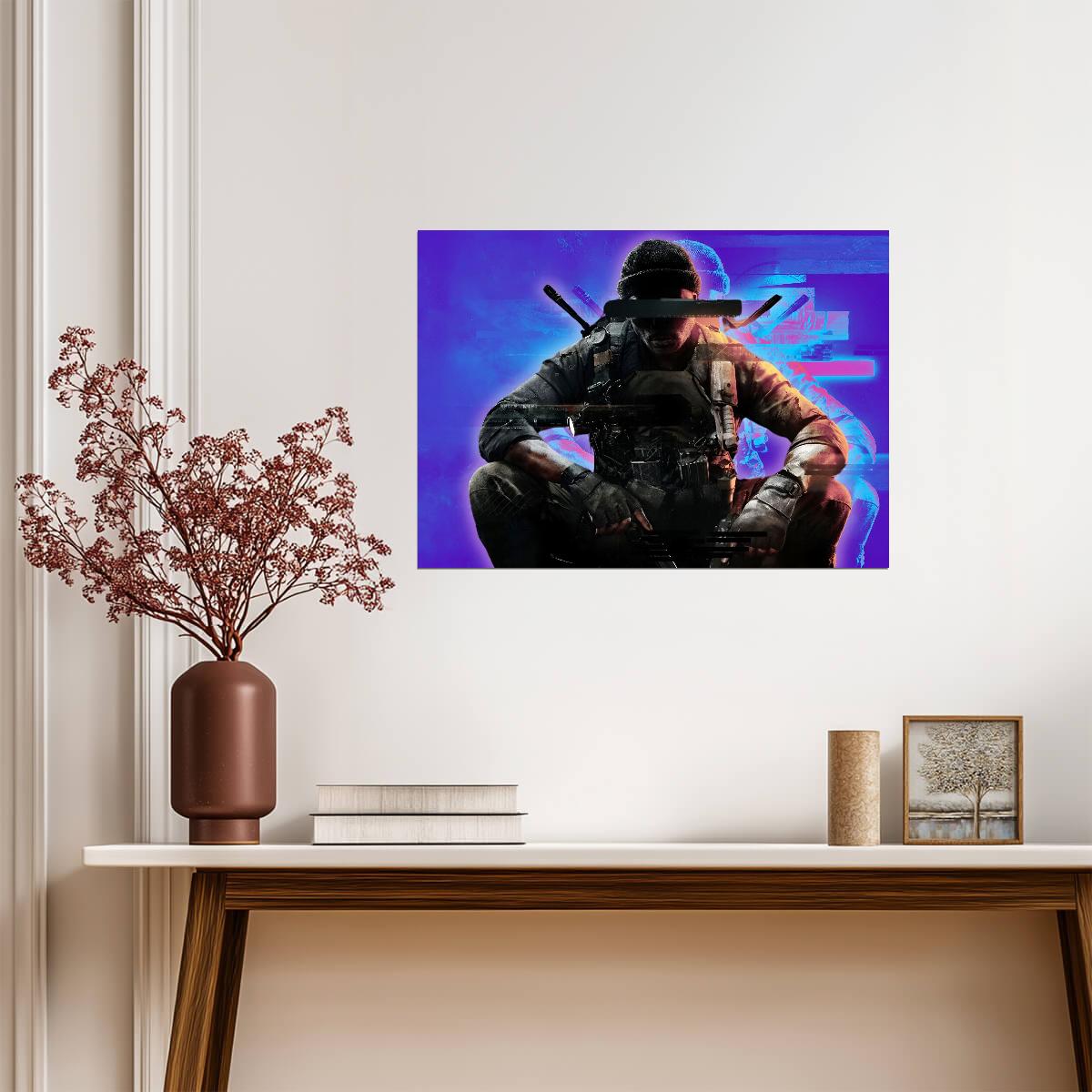 Call of Duty Black Ops 6 | Glitch Effect Soldier Art | Gaming Room Decor - Video Games Poster