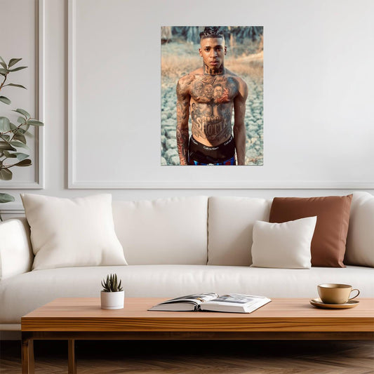 Nle Choppa Shirtless Tattoos | Hip Hop Poster | US Rapper Wall Art - Music Poster