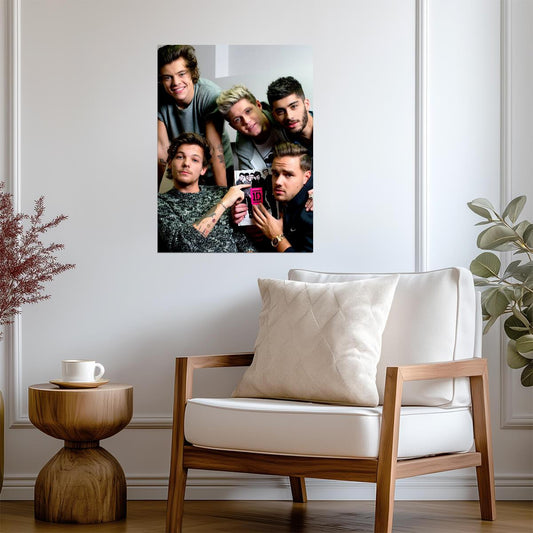 One Direction 100% Official | Group Photo with Book | Pop Music Fan Gift Poster - Music Poster