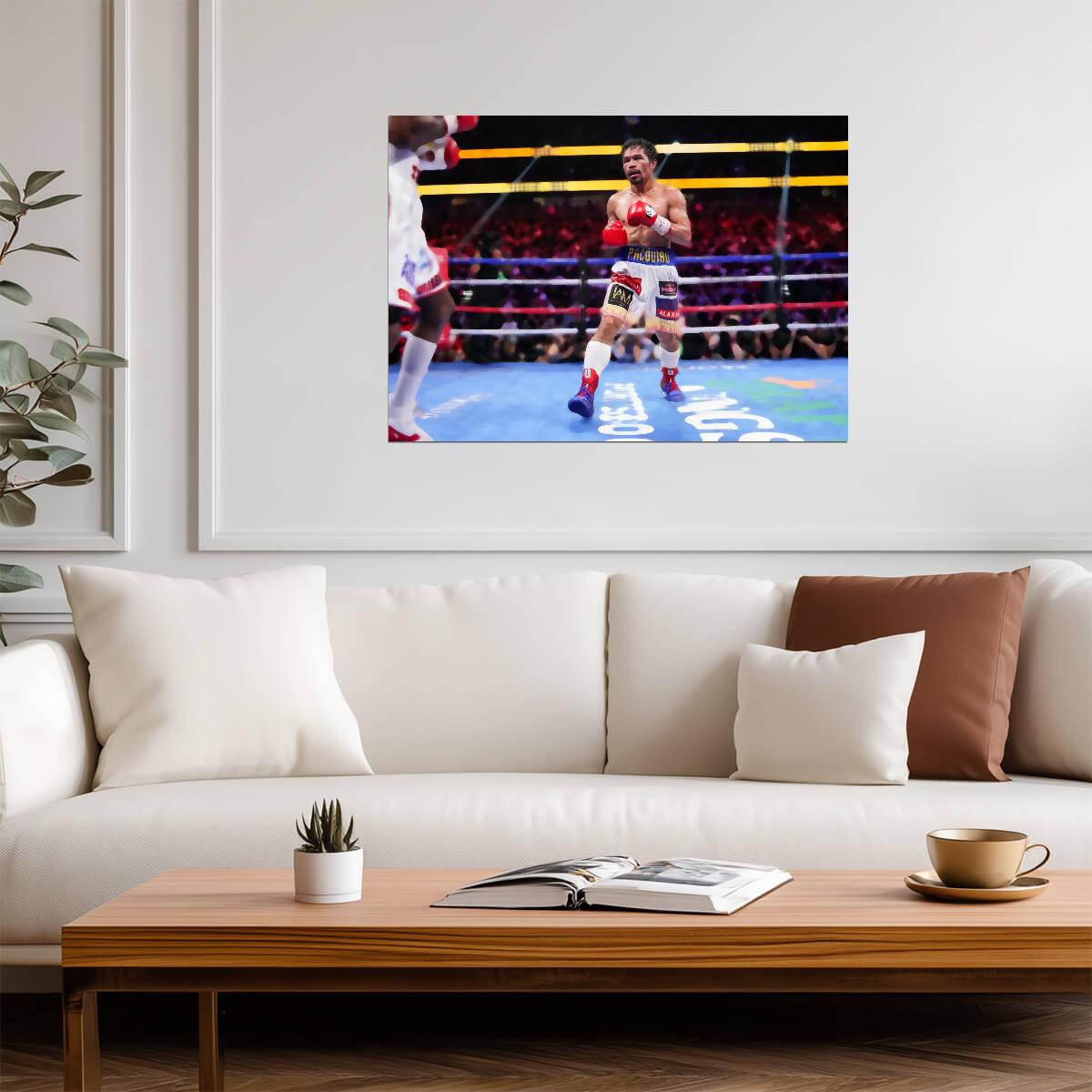 Manny Pacquiao in Boxing Ring | Action Poster | Combat Sports Legend - Sports Poster
