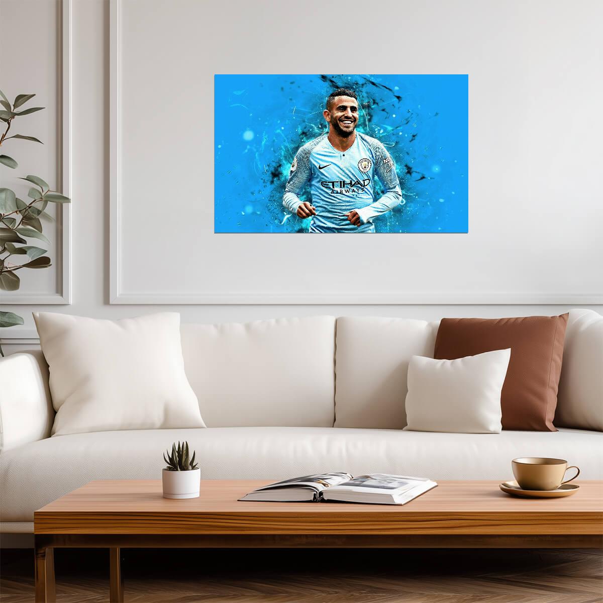 Riyad Mahrez Manchester City | Soccer Legend Poster | Premier League Fan Art - Sports Poster