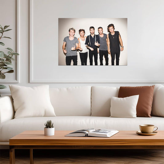 One Direction Studio Group Shot | Harry Styles & Zayn Malik | Boy Band Poster - Music Poster