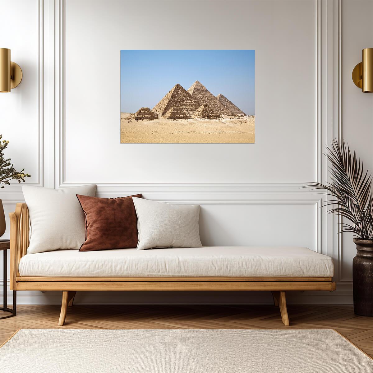 The Giza Pyramid Complex | Ancient Egypt Landmark Poster | Desert Landscape Photo - Photography Poster