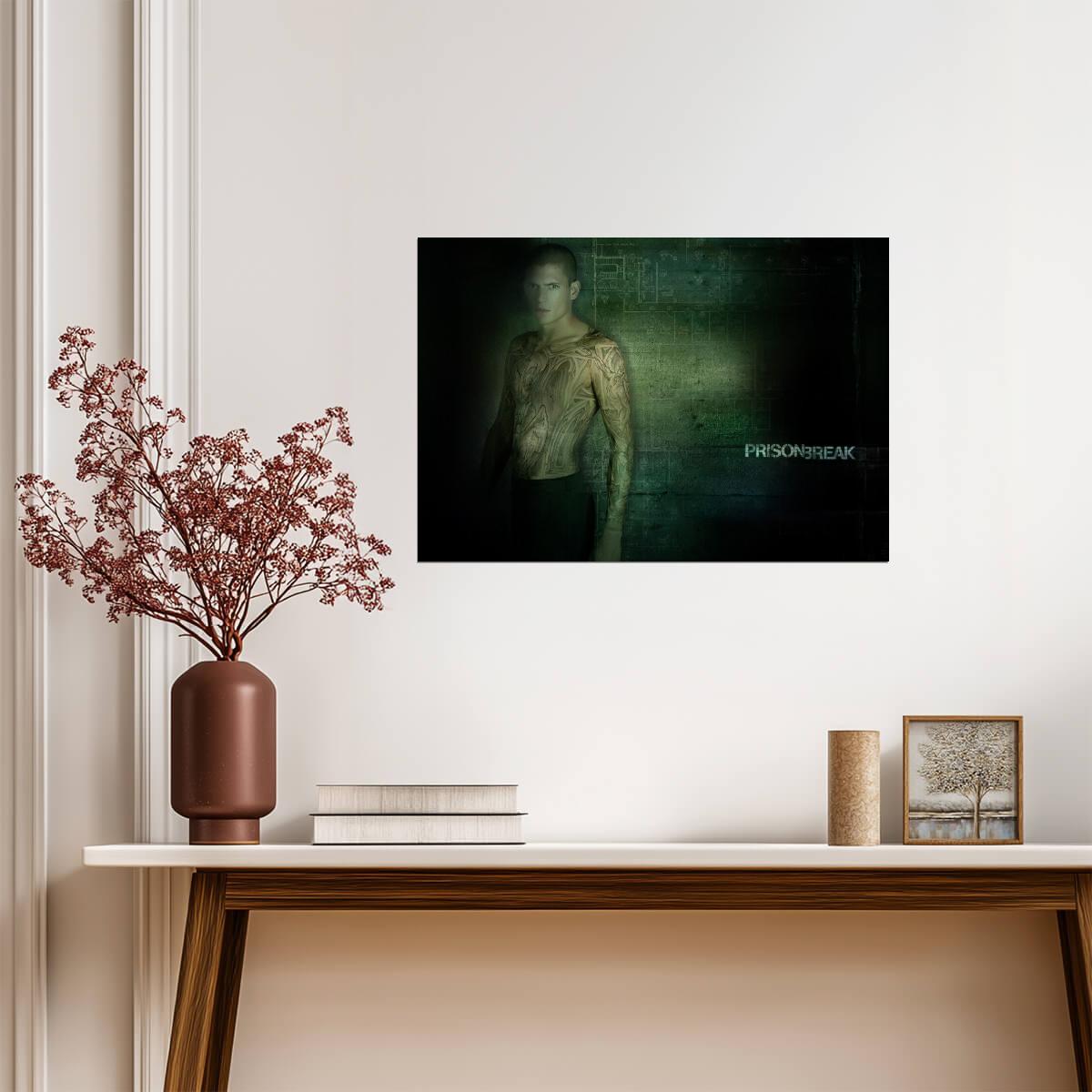 Prison Break Michael Scofield | Full Body Tattoo Key Art | Crime Drama Poster - Movies & TV Poster