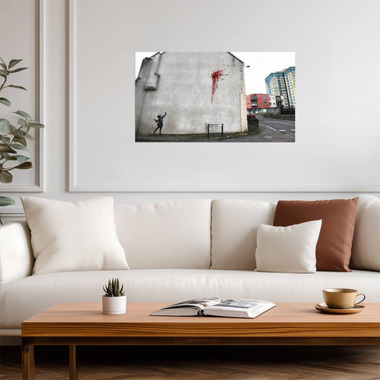 Banksy Valentine's Day Mural | Bristol Street Art Photo | Modern Graffiti Poster - Graphic & Art Poster