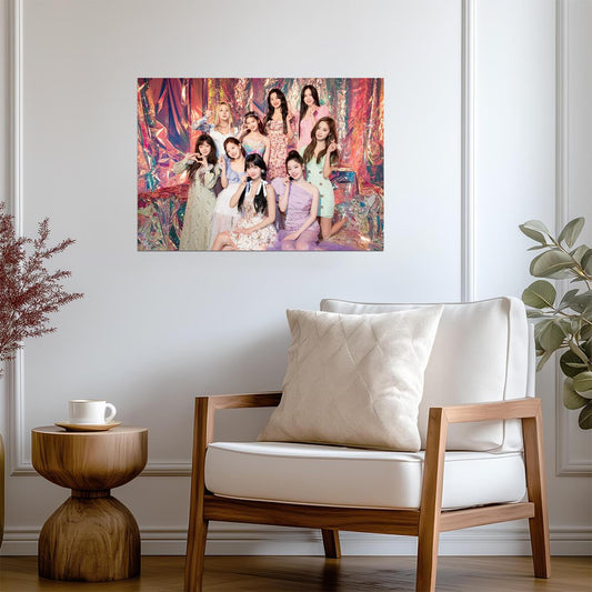 Twice K-Pop Group | Iridescent Background Portrait | Korean Girl Band Poster - Music Poster