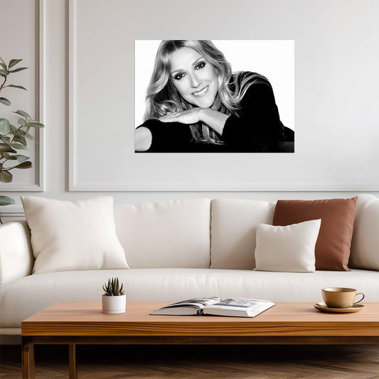 Celine Dion | Elegant Black and White Portrait | Music Legend Poster - Music Poster