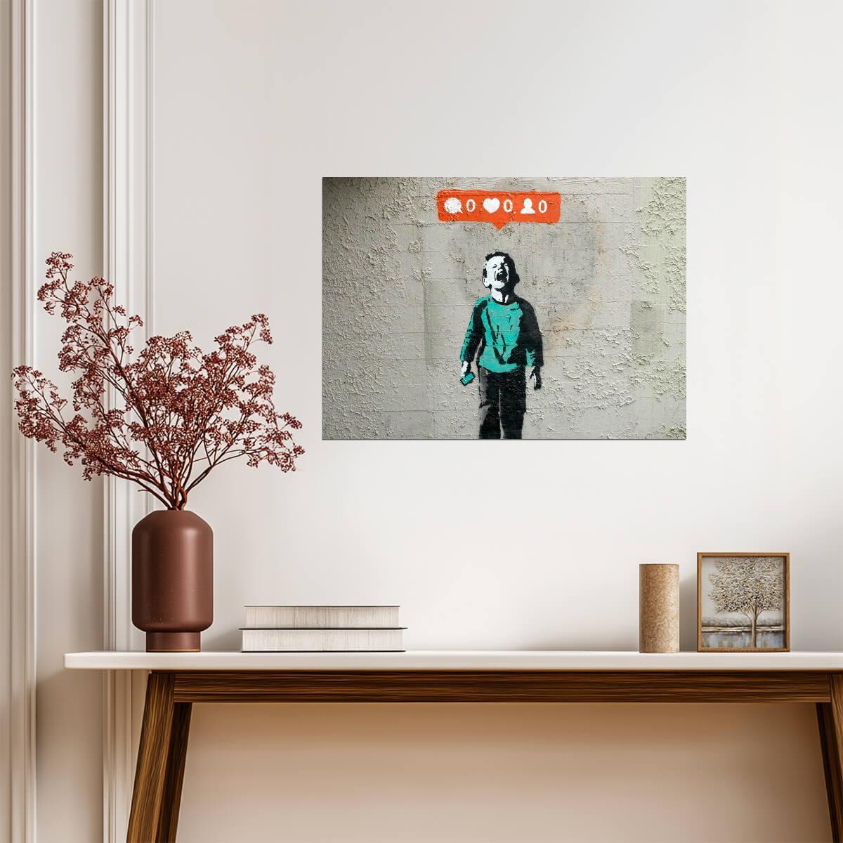 Banksy No Likes Graffiti | Street Art Print | Social Commentary Wall Poster - Graphic & Art Poster