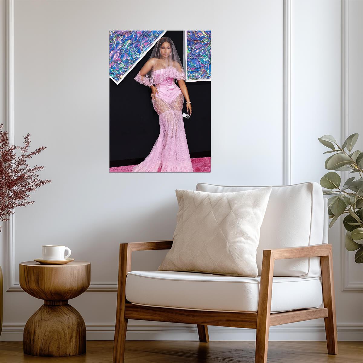 Nicki Minaj MTV VMAs Pink Dress | Bridal Veil Fashion Poster | Celebrity Red Carpet - Music Poster