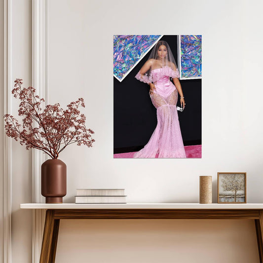 Nicki Minaj MTV VMAs Pink Dress | Bridal Veil Fashion Poster | Celebrity Red Carpet - Music Poster