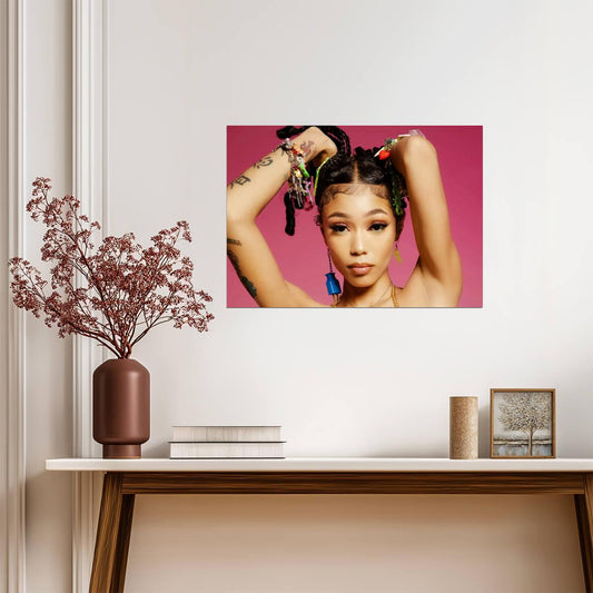 Coi Leray Colorful Portrait | Hip Hop Star Poster | Modern Pop Rap Wall Art - Music Poster