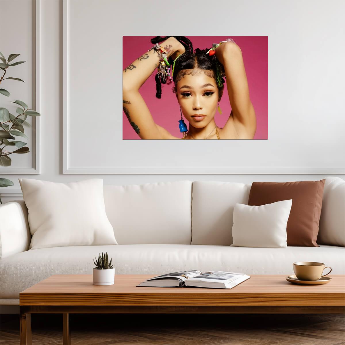 Coi Leray Colorful Portrait | Hip Hop Star Poster | Modern Pop Rap Wall Art - Music Poster