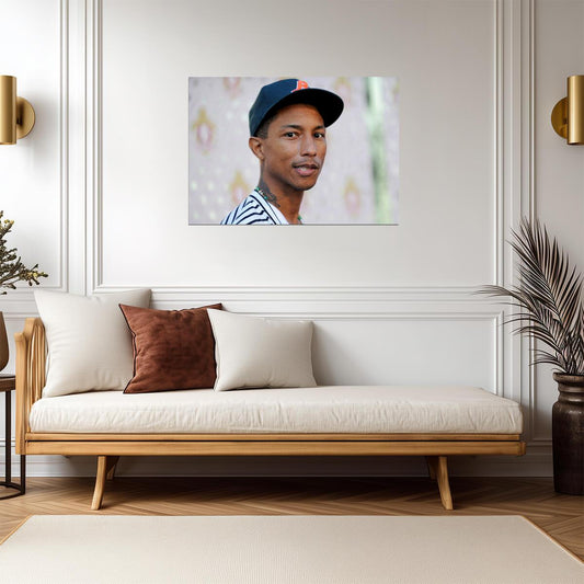 Pharrell Williams Portrait | Striped Shirt Photoshoot Poster | Music Star Wall Art - Music Poster
