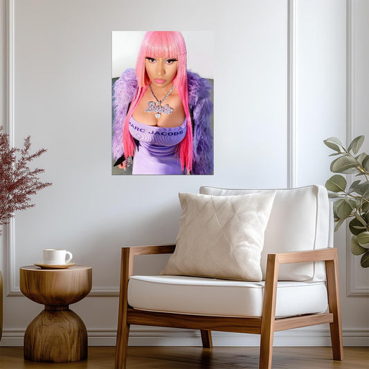 Nicki Minaj Marc Jacobs Photoshoot | Pink Wig Barbie Necklace Poster | Hip Hop Fashion Art - Music Poster