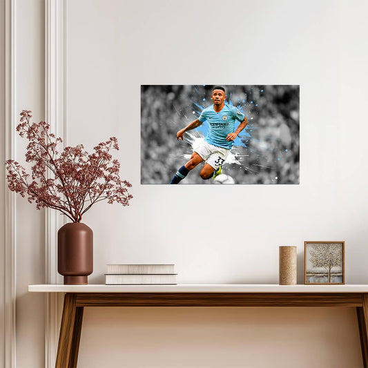 Gabriel Jesus Stylized Art Poster | Manchester City Soccer | Sports Wall Art - Sports Poster