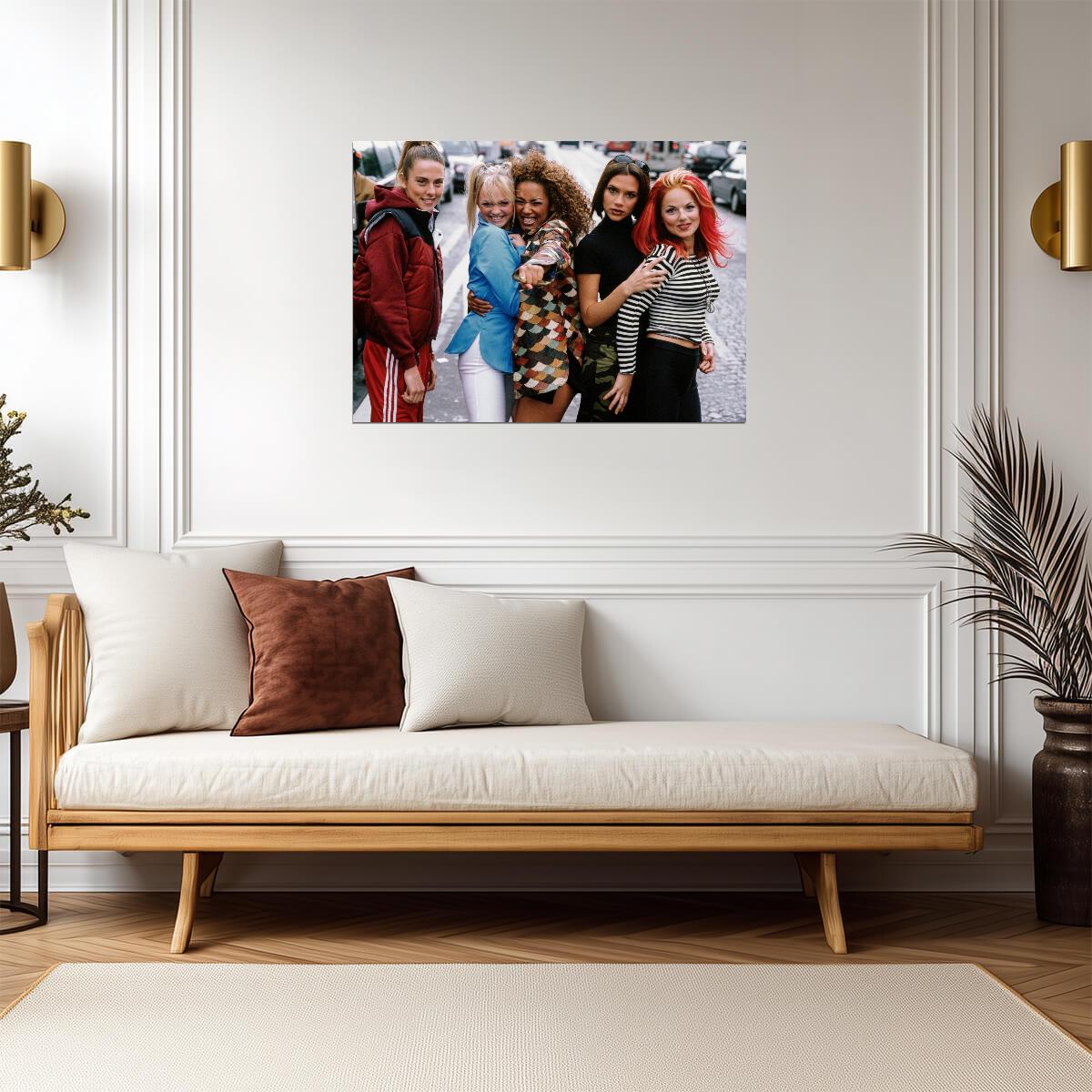 Spice Girls Street Huddle | 90s Group Portrait | Retro Girl Power Poster - Music Poster