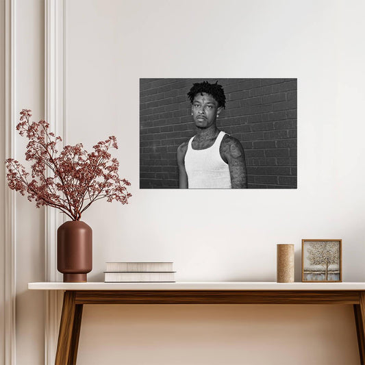 21 Savage Black and White Portrait | Celebritie Poster | Hip Hop Star Art - Music Poster