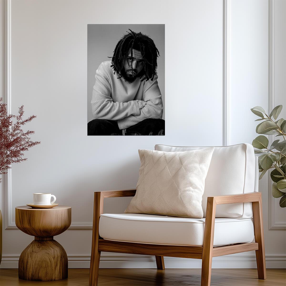 J Cole | Black and White Art | Musician Poster - Music Poster