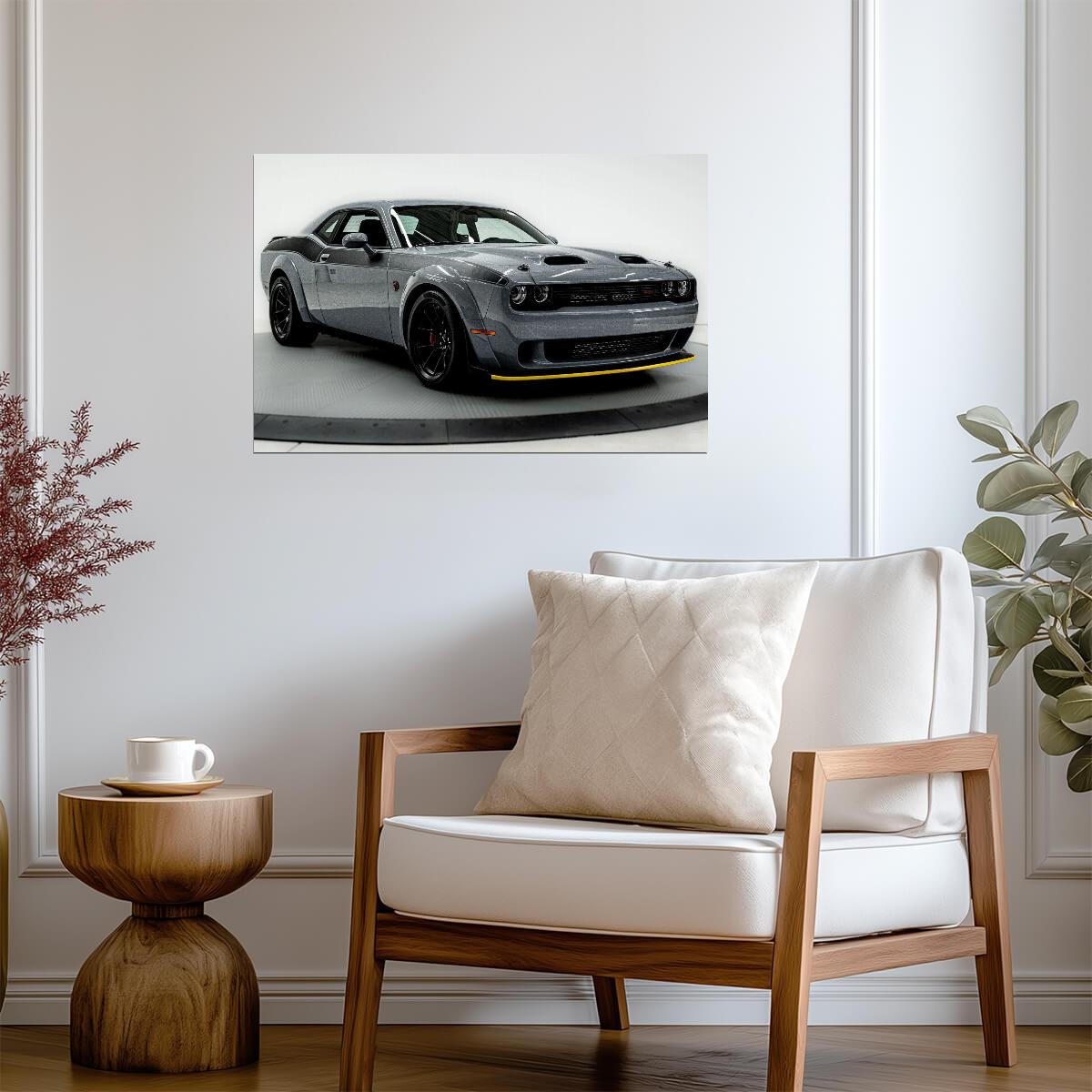 Dodge Challenger SRT Hellcat Jailbreak | Grey American Muscle Poster | Mopar Performance Wall Art - Cars Poster