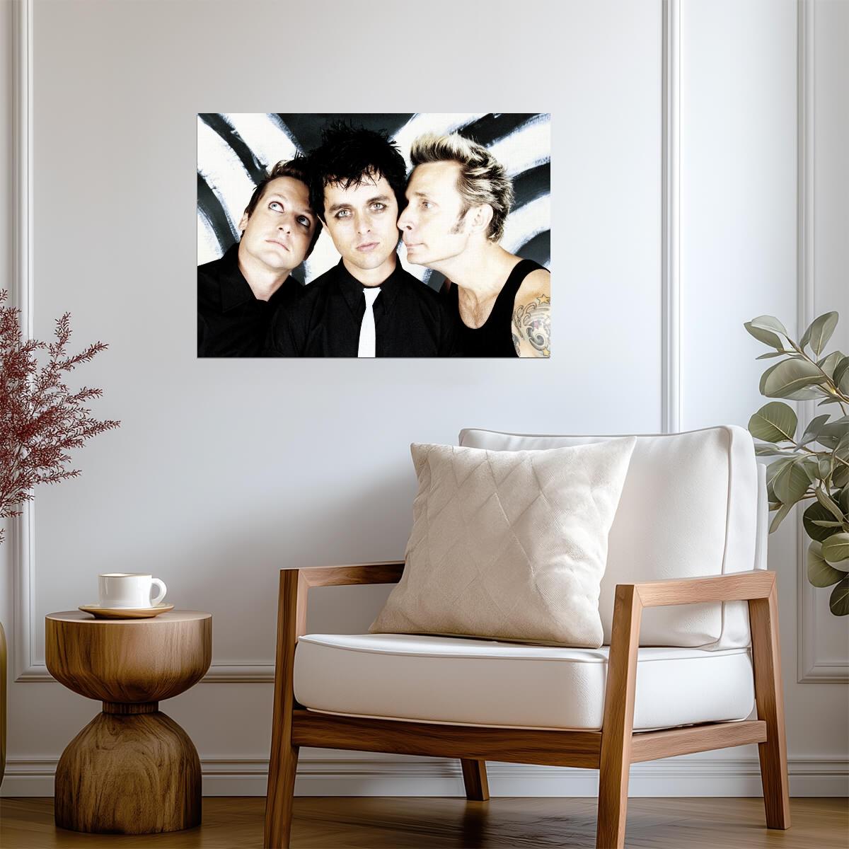 Green Day Black and White Band Photo | Punk Rock Music Poster | 2000s Rock Band Wall Art - Music Poster