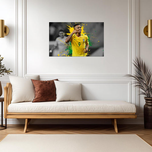 Gabriel Jesus Brazil National Team | Soccer Star Poster | Sports Wall Art - Sports Poster