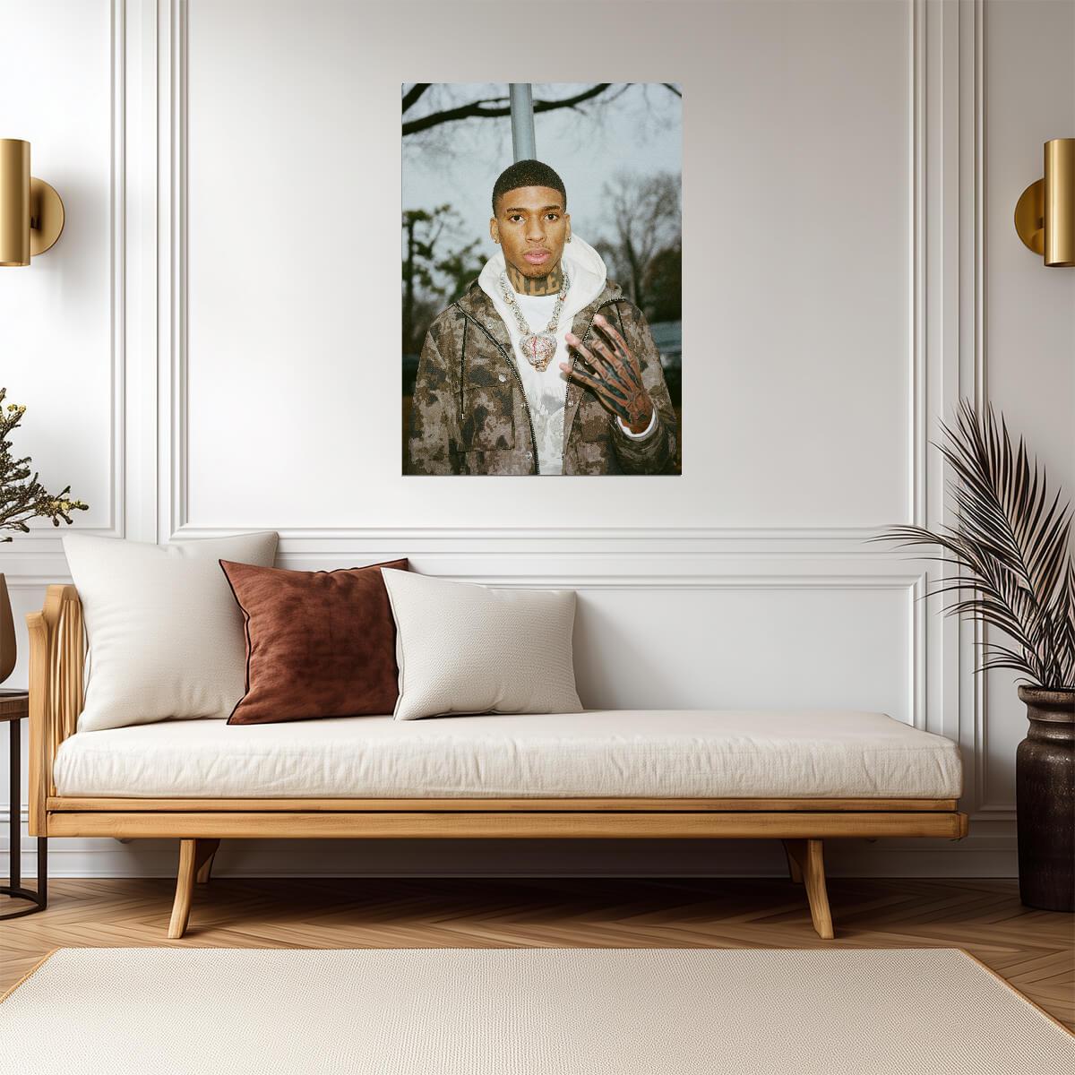 Nle Choppa Camo Jacket Photoshoot | Music Star Poster | Hip Hop Wall Art - Music Poster