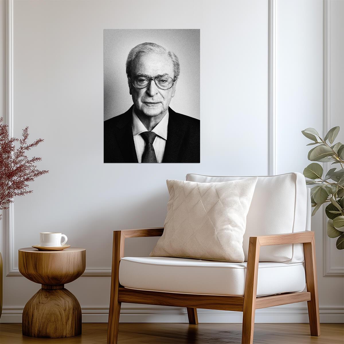 Michael Caine Modern Portrait | Black & White Actor Poster | Film Legend Wall Art - Celebrities Poster