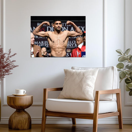Amir Khan Flexing Pose | Boxing Poster | Gym Motivation Wall Art - Sports Poster