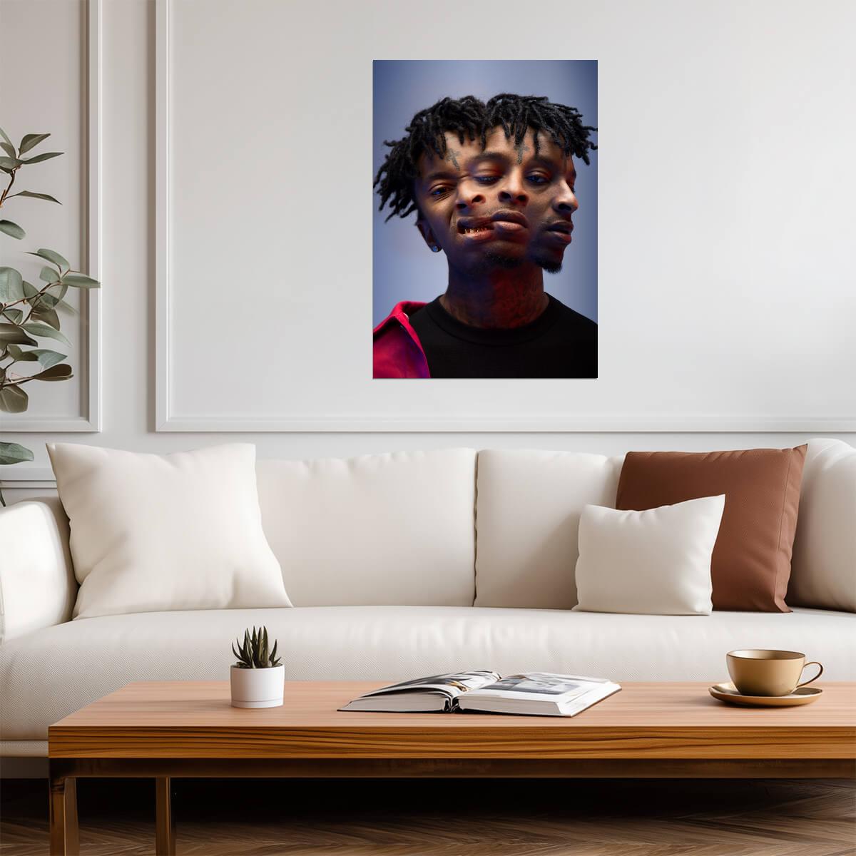21 Savage Abstract Portrait | Trippy Poster Art | Hip Hop Music Print - Music Poster