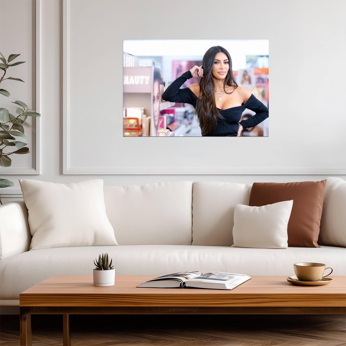 Kim Kardashian in Black Top | Celebrity Poster | Modern Wall Art - Celebrities Poster