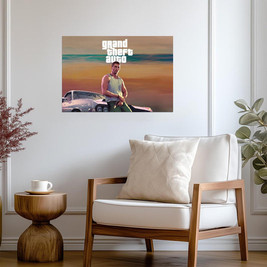 Grand Theft Auto VI Jason Duval Fan Edit | Vice City Promo Art Element | Vice City Gamer Gift - Video Games Poster